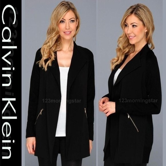 Calvin Klein NEW Quiet Luxury Wool Blend Open-front Sweater-coat Jacket XL - Picture 3 of 11